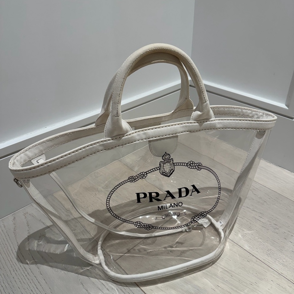 Prada Plex Canapa Clear Tote Bag PVC Beach Bag